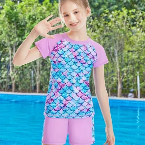 Maillot de Bain Fille 2 Pièces Sirène Shorty