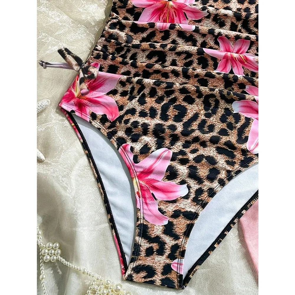 Maillot de Bain Fille 1 Pièces Tropical avec Paréo – Image 4