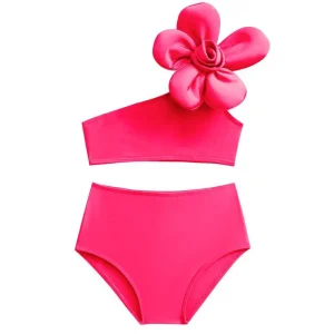 Maillot de Bain Fille 2 Pièces Rose Tropical