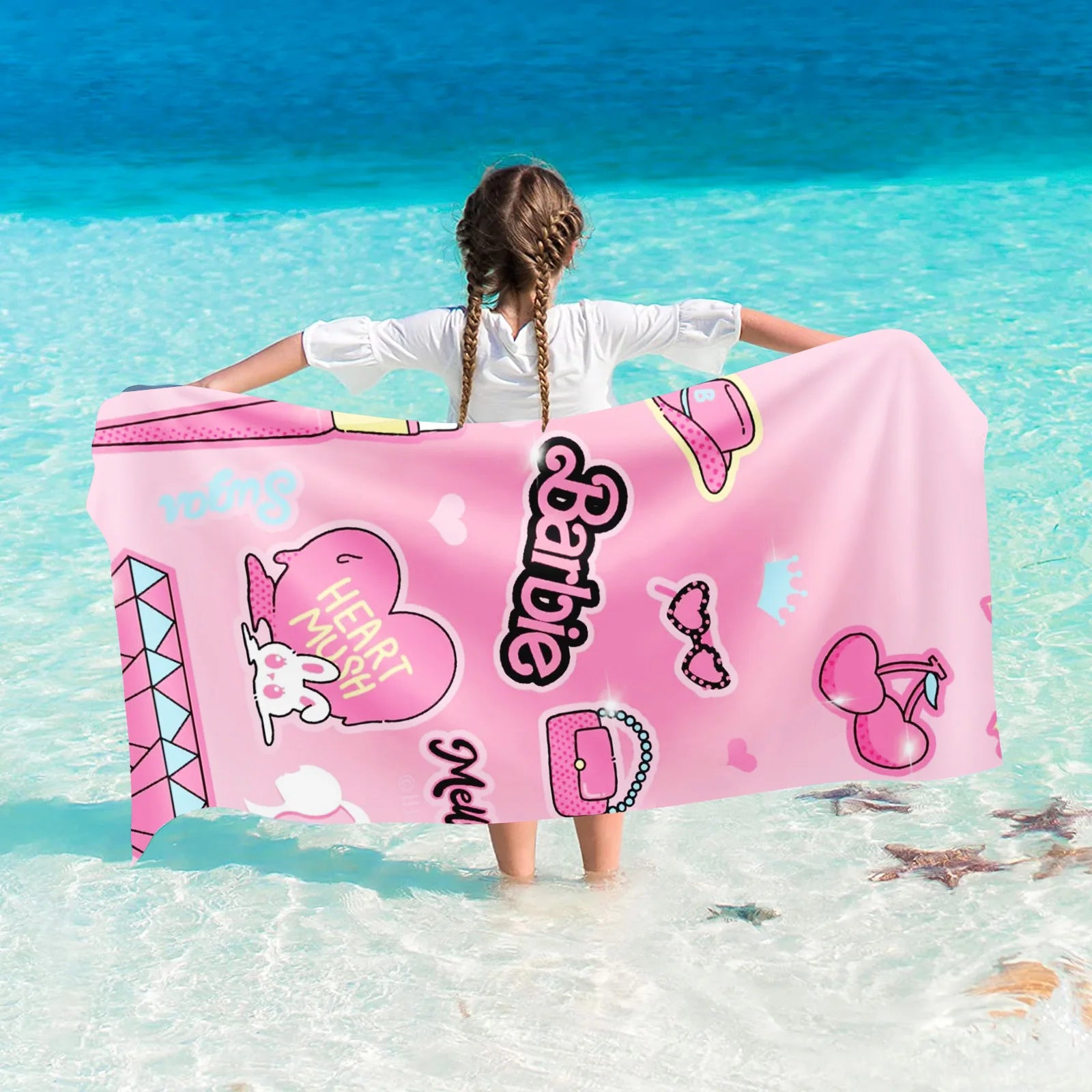 Serviette de plage Barbie en coton absorbant
