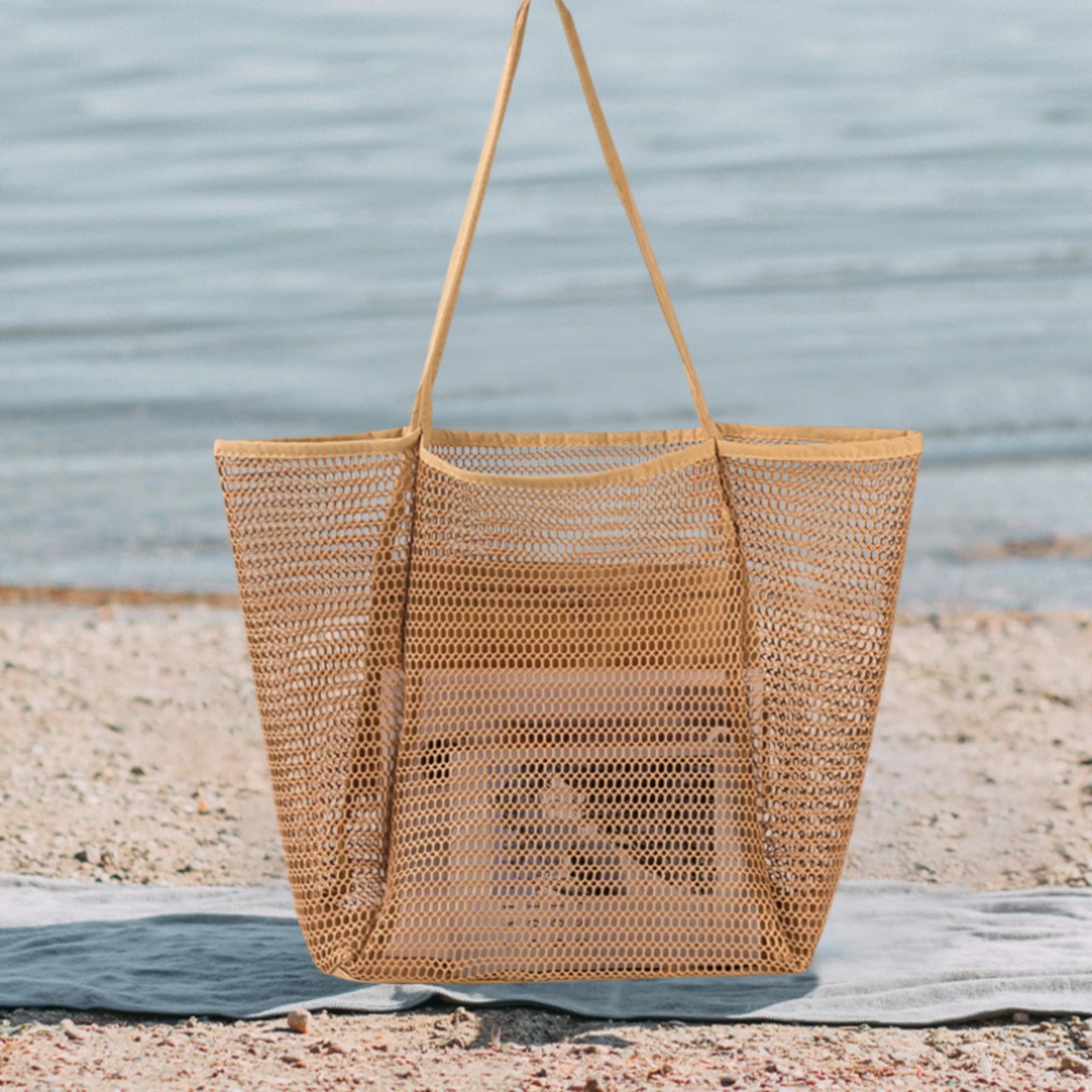 Grand sac de plage femme Faye en toile rayée