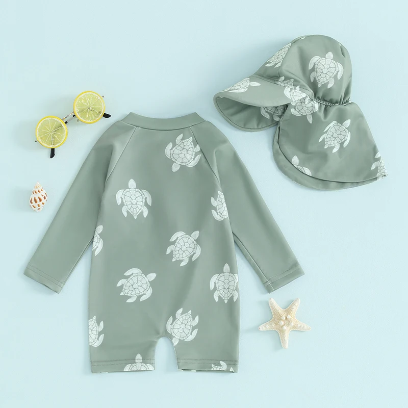 Maillot de Bain Fille bébé Manches Longues UV Vert