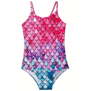 Maillot de Bain Fille Sirène Corail