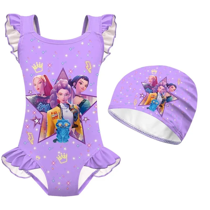 Maillot de Bain Fille Piscine avec bonnet – Image 3
