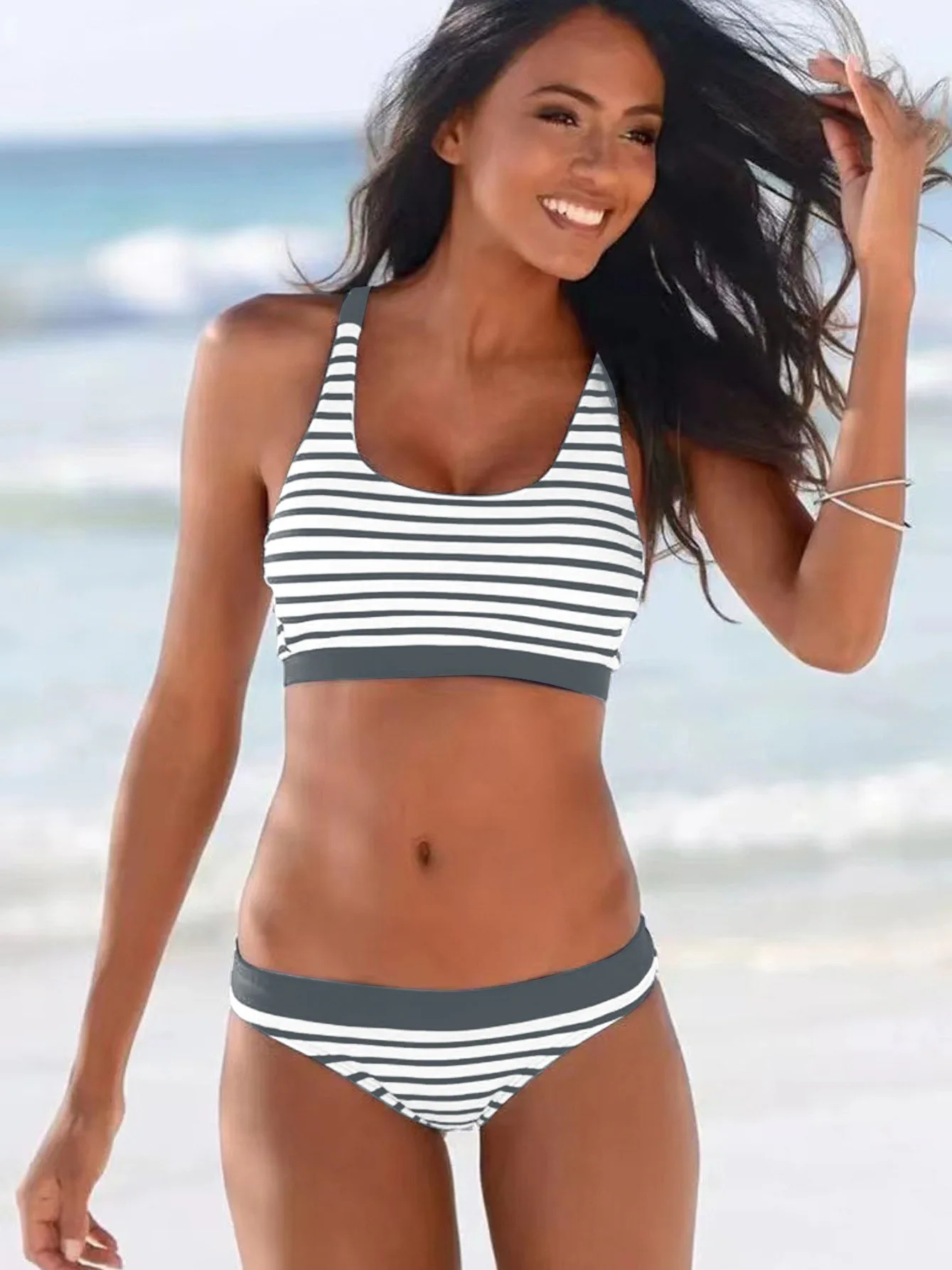maillot plage rayure