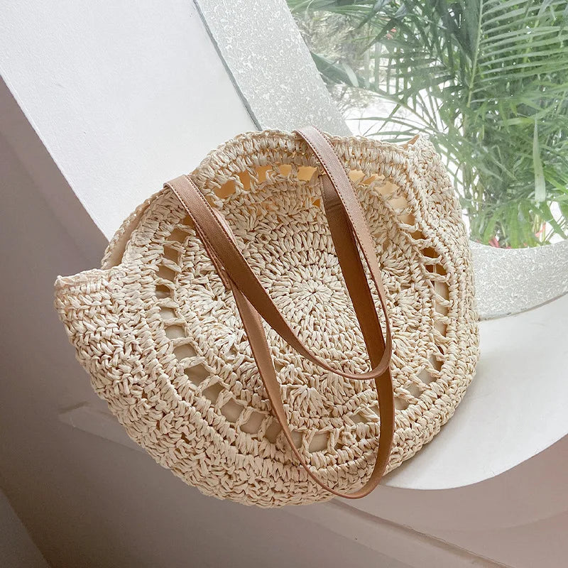 Sac de plage en paille Astraea élégant