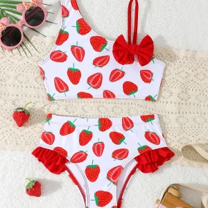 Maillot de Bain Fille vollant 2 Pièces Tropical
