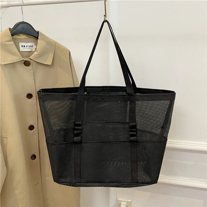 Sac de plage en maille avec motif tendance