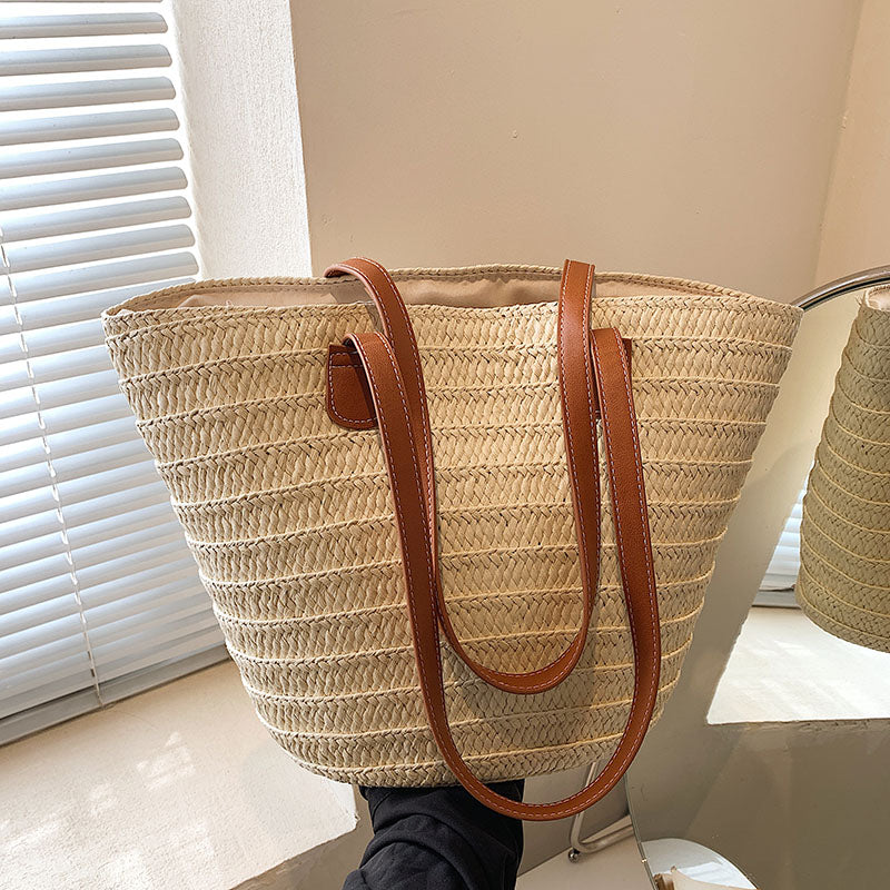 Design chic sac osier cuir Ines