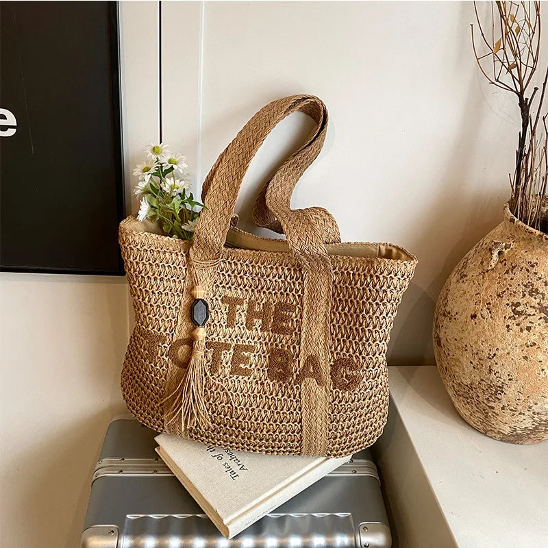 Sac cabas en paille femme Anja