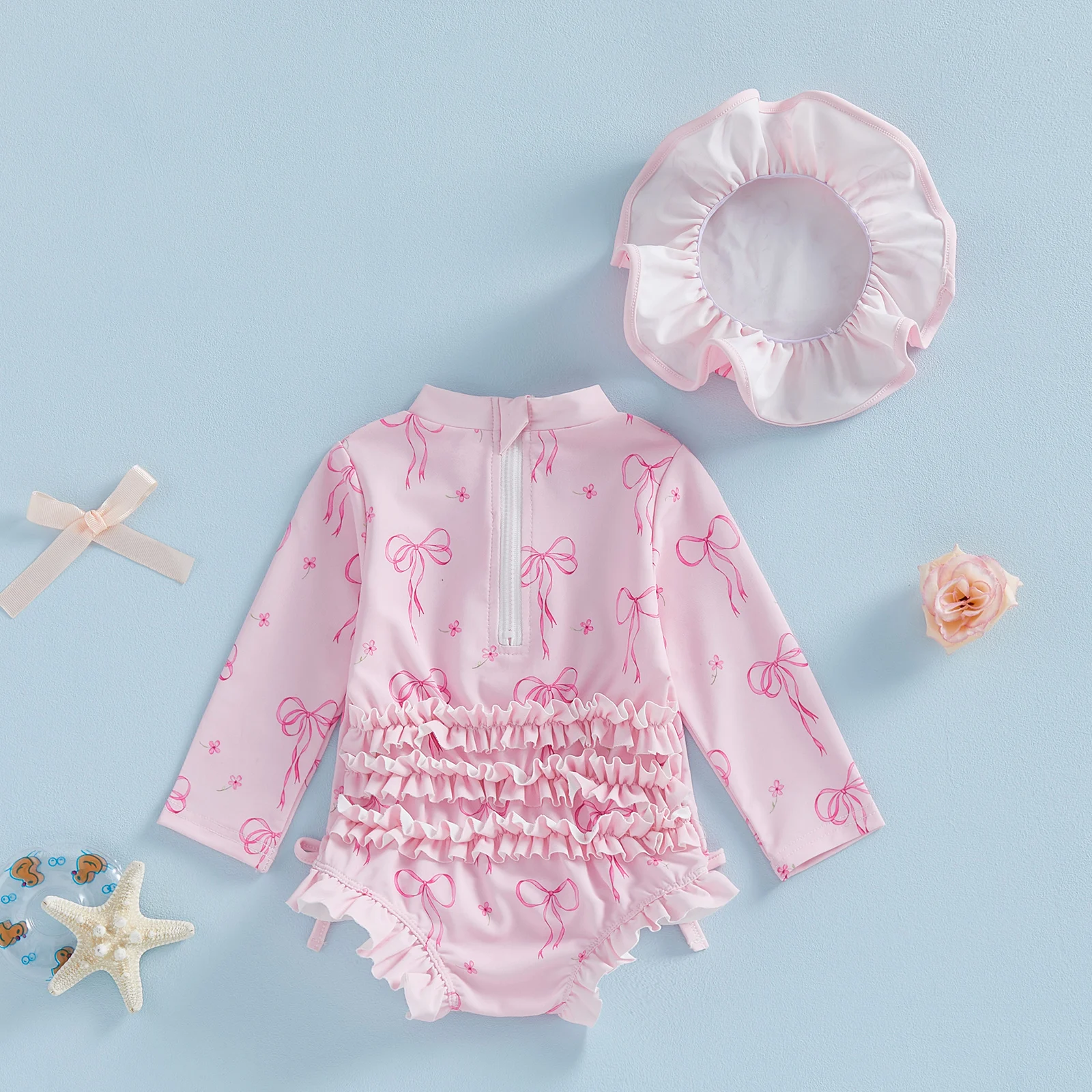 Ensemble bébé fille chapeau et maillot UV