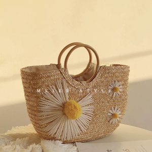 Sac panier en paille Lila élégant et estival