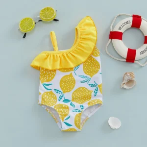 Maillot de bain fille motif citron
