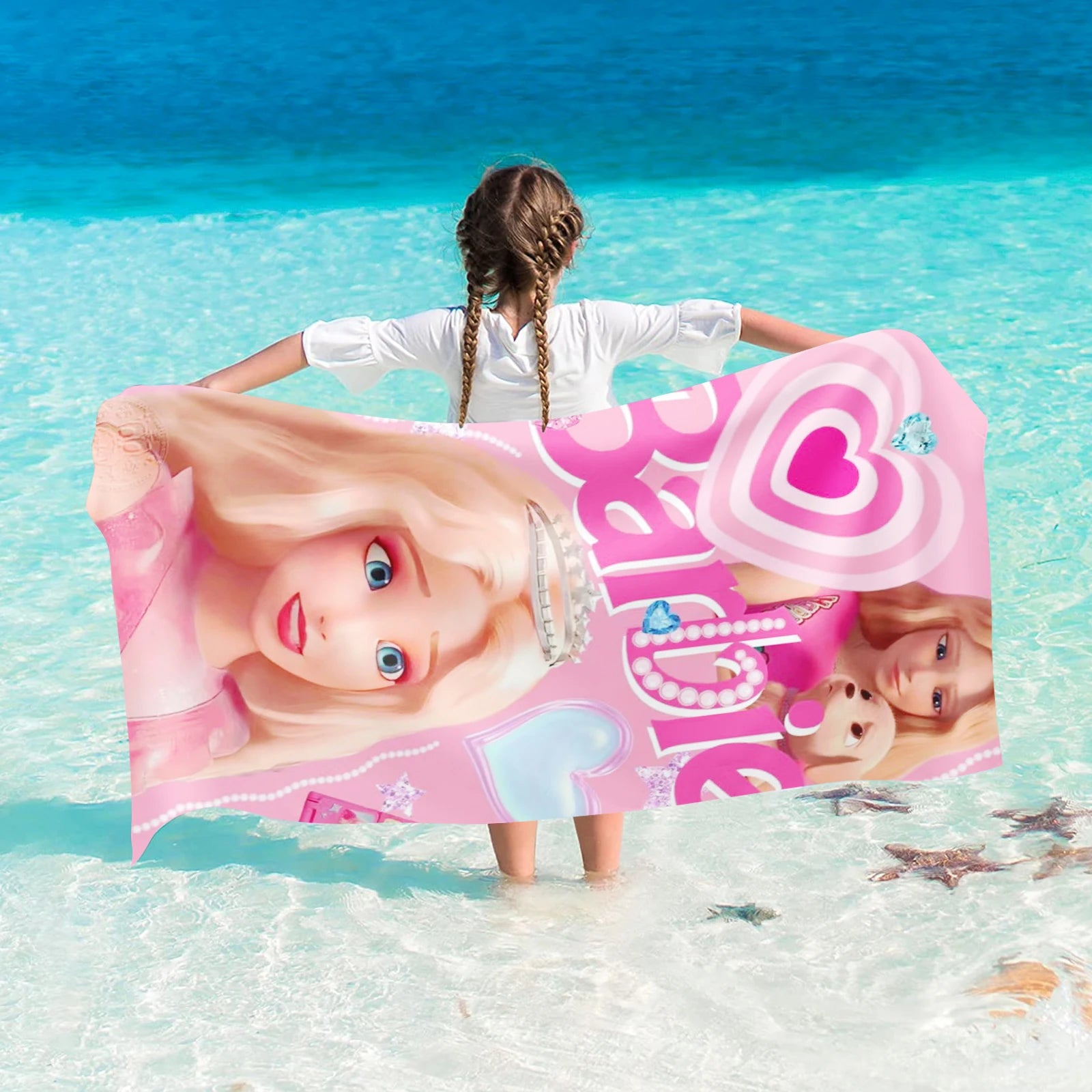 Serviette de plage Barbie à motif floral