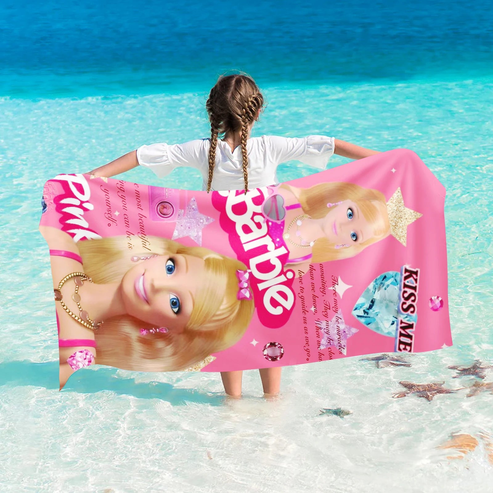 Élégante serviette de plage Barbie pour l'été