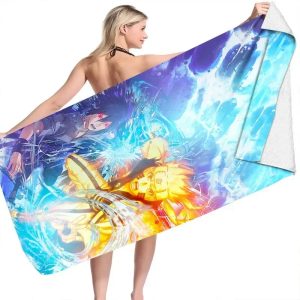 Serviette Naruto pour fans d'anime sur la plage