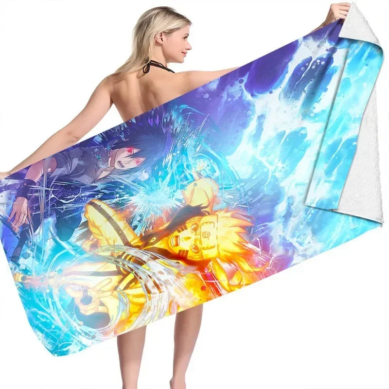 Serviette Naruto pour fans d'anime sur la plage