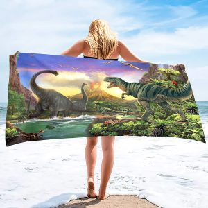 Serviette de plage dinosaure colorée