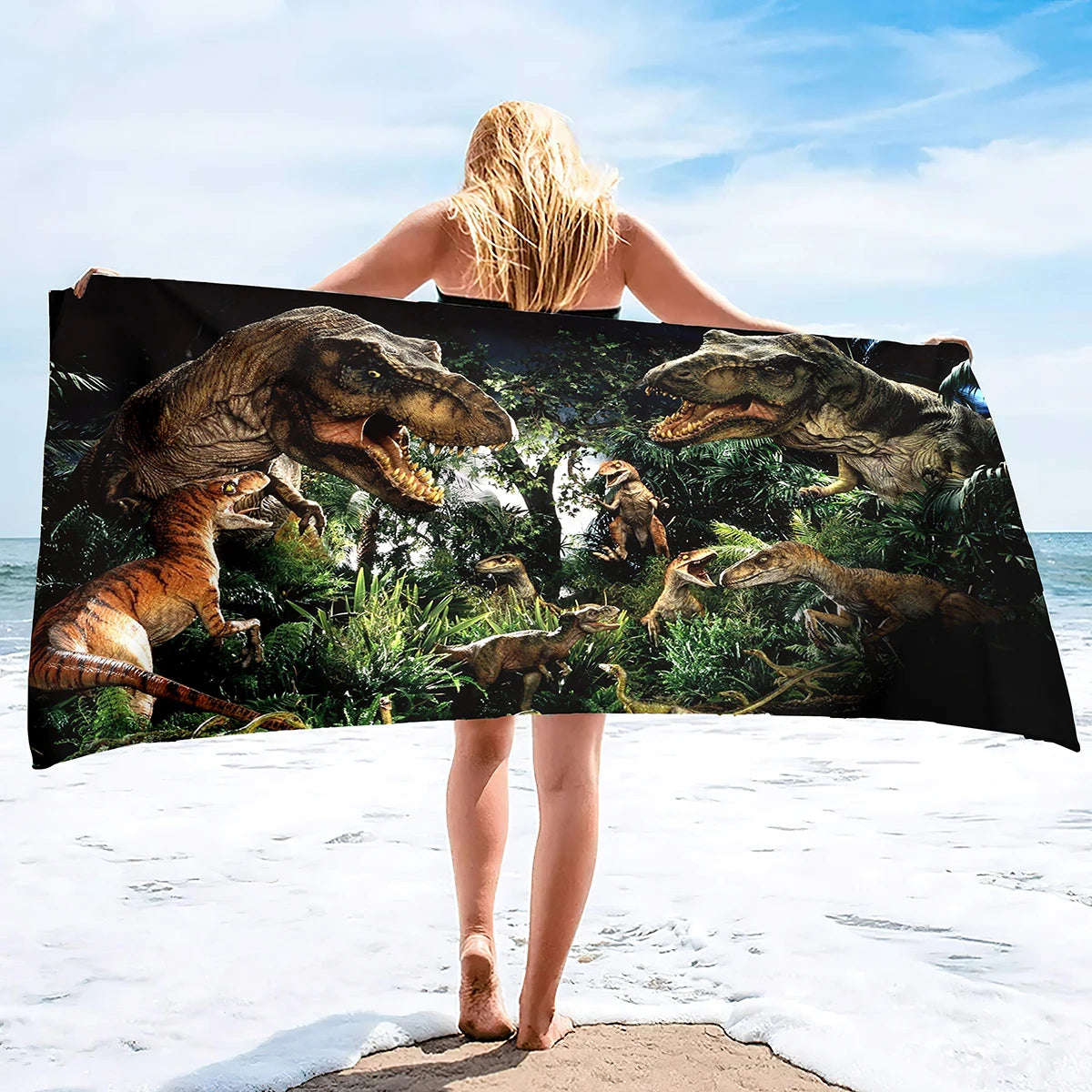 Serviette de plage dinosaure ludique
