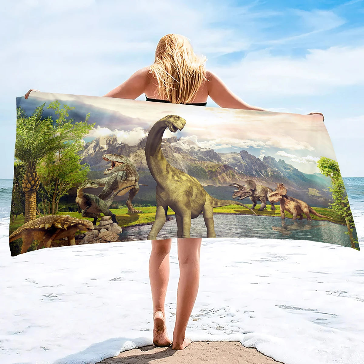 Serviette de plage pour enfants dinosaure