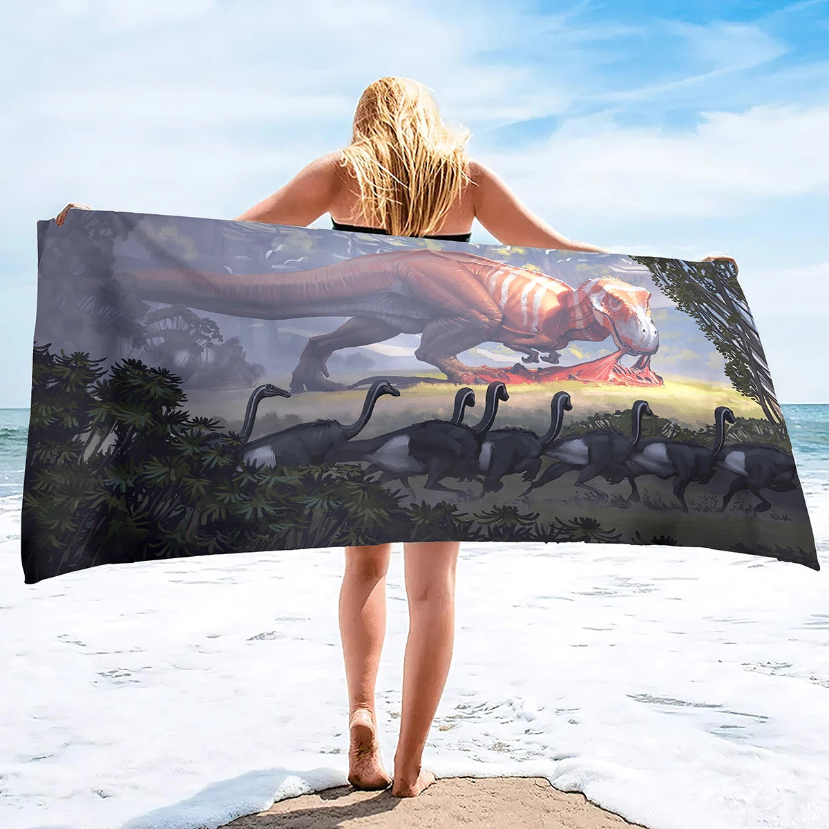 Serviette dinosaure coloris vifs