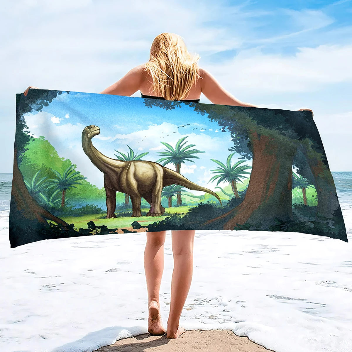 Ensemble plage serviette dinosaure