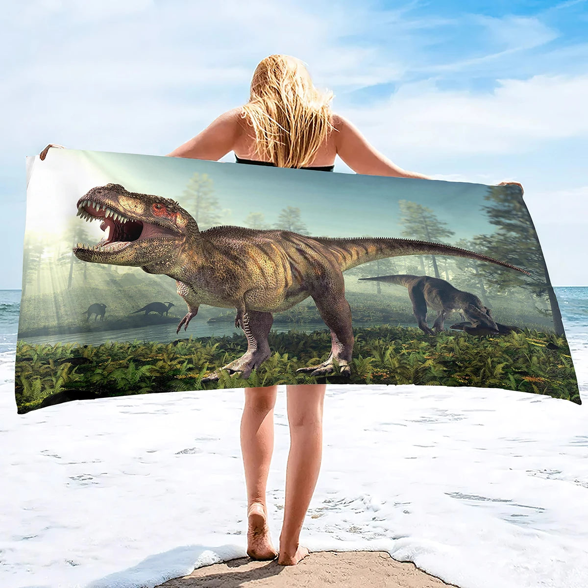 Décor dinosaure serviette de plage