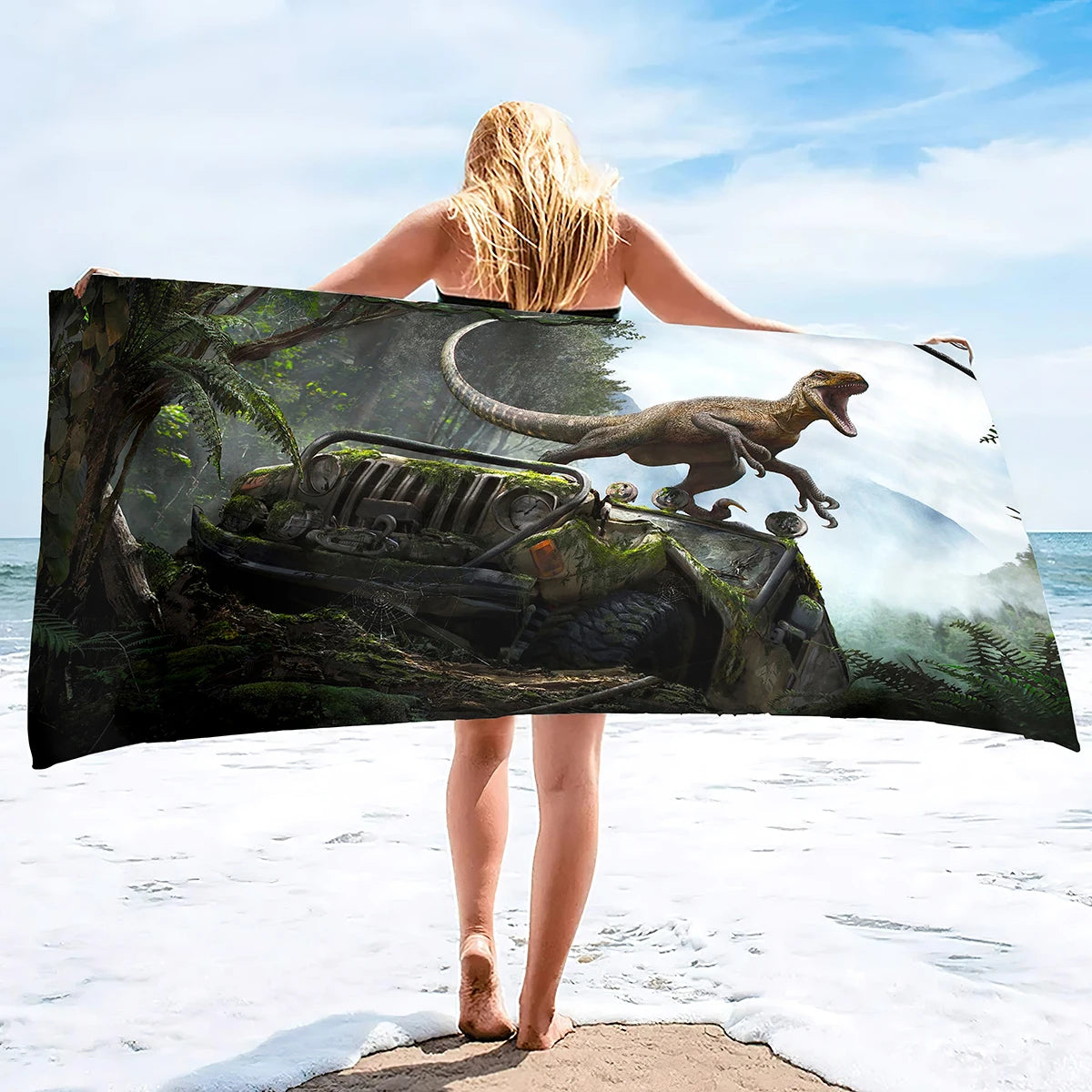 Design original serviette de plage dinosaure