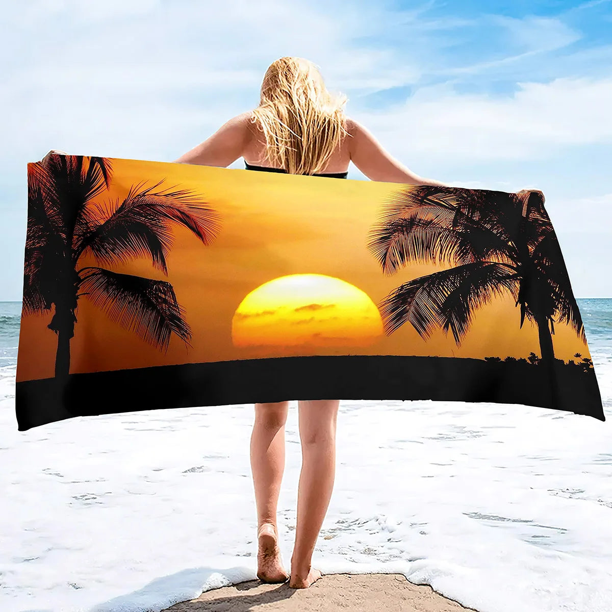 Serviette de plage originale bordée de franges
