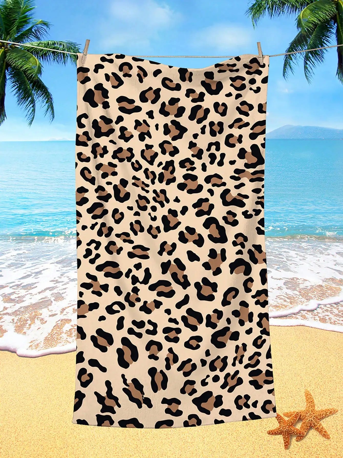 Serviette de plage léopard en coton doux