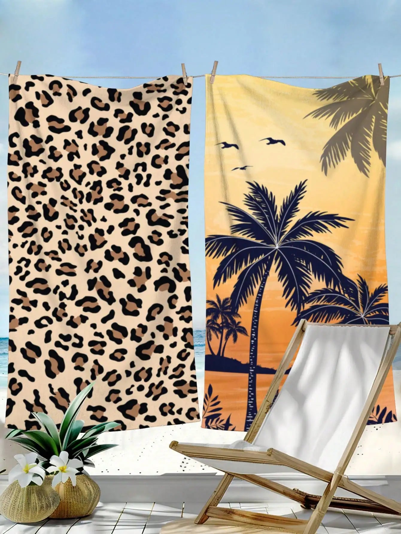 Serviette de plage avec imprimé animalier léopard