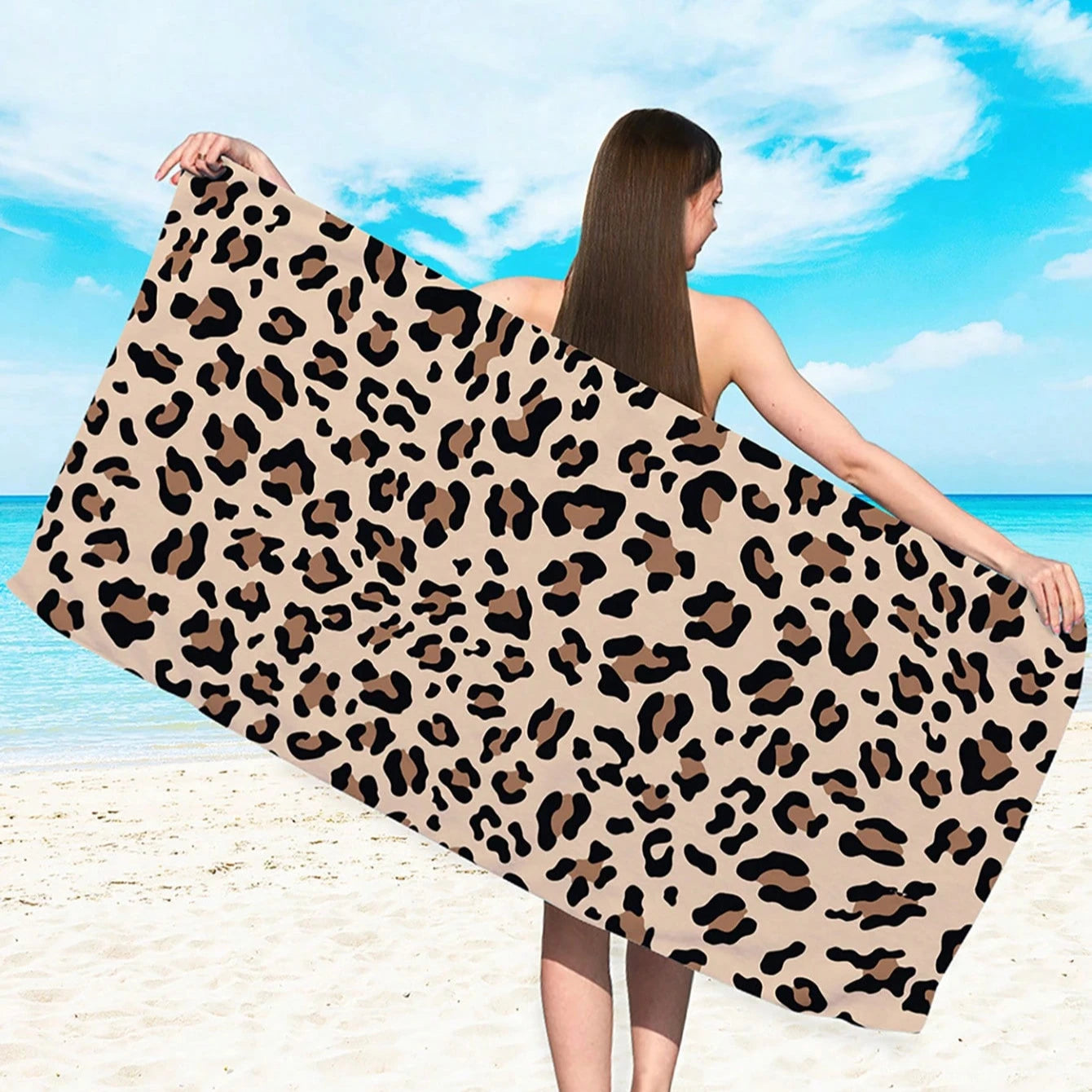 Serviette de plage à motif léopard moderne