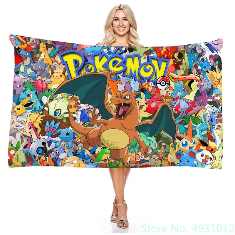 Enfants jouant avec serviette Pokémon