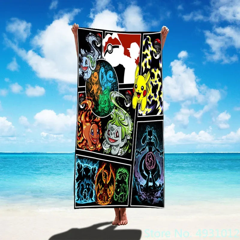 Serviette de plage Pokéball rouge et blanche