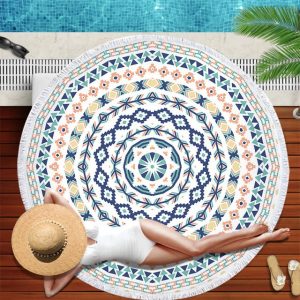 Serviette ronde en coton avec motifs marins