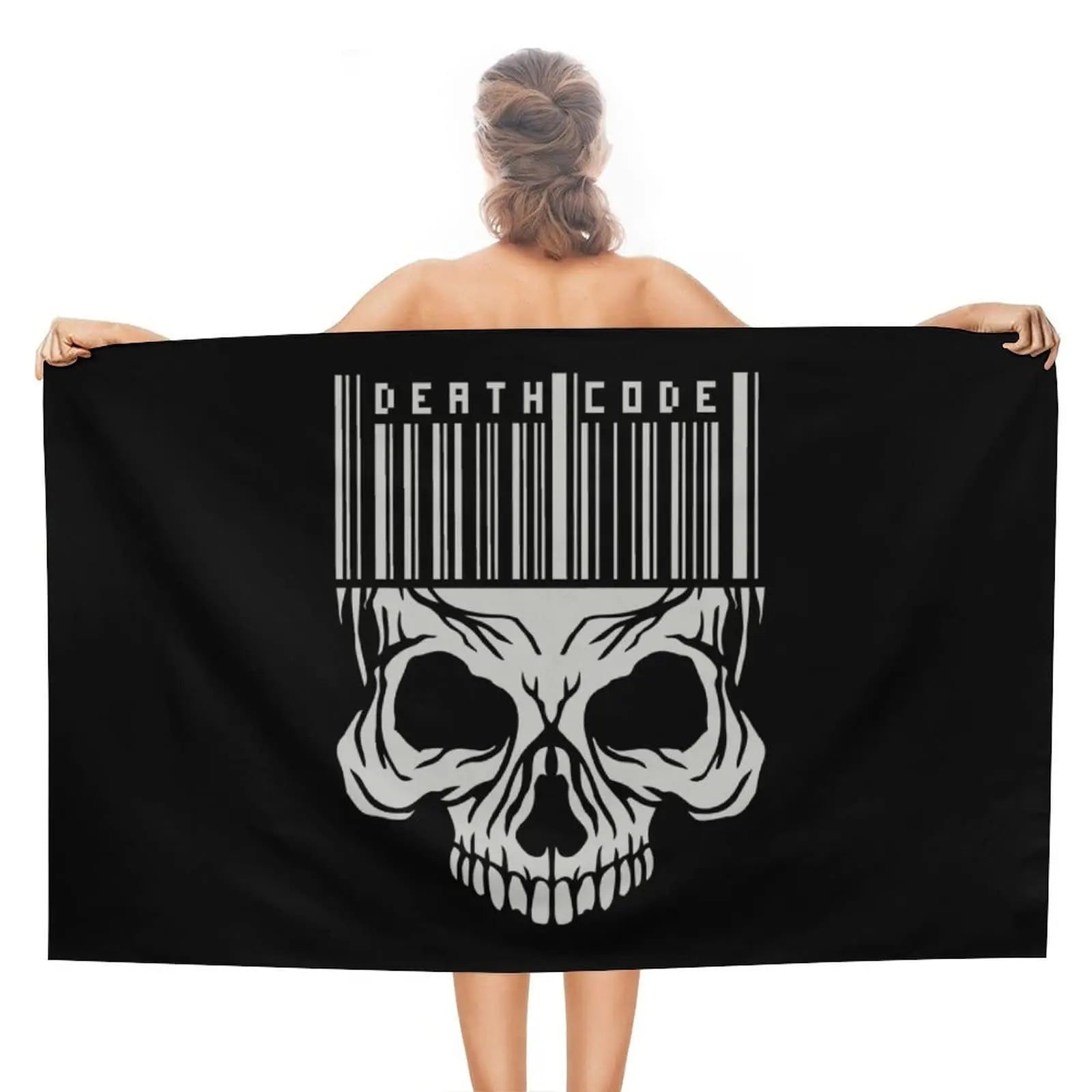 Serviette de plage tête de mort et roses