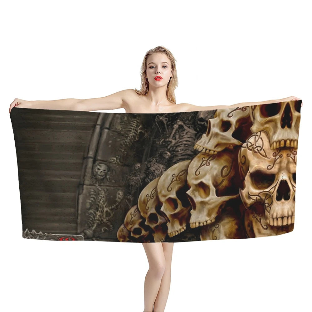 Motif tête de mort avec lunettes sur serviette