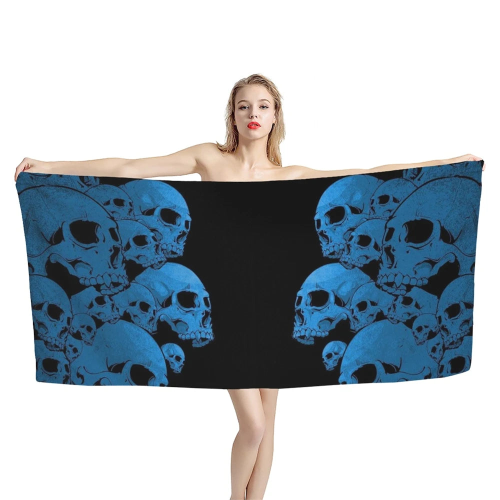 Serviette de plage tête de mort et palmiers