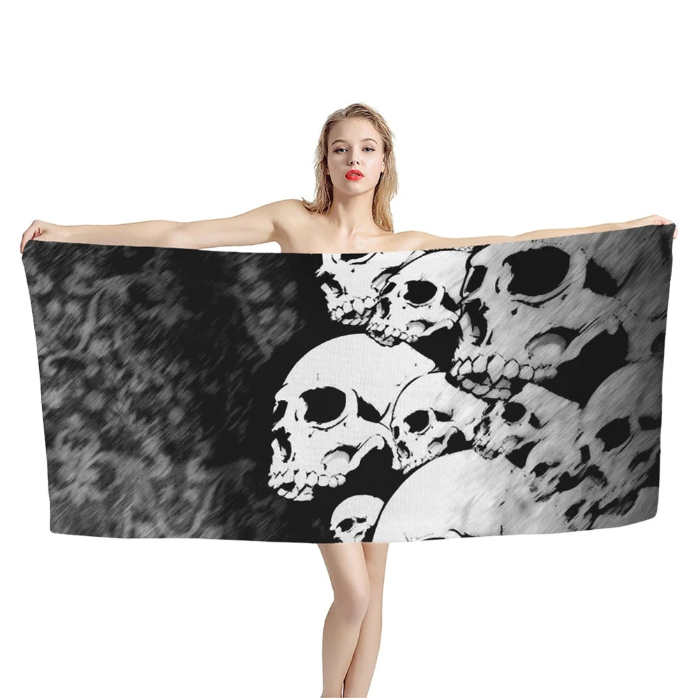 Serviette de plage style tête de mort colorée