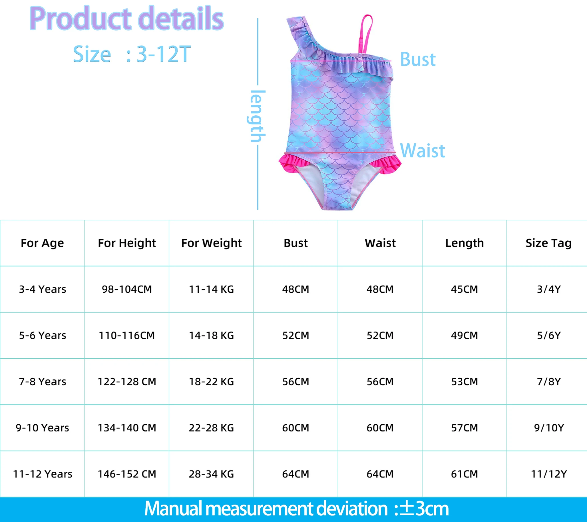 Maillot de Bain Bébé Fille Petite Sirène Magique – Image 4