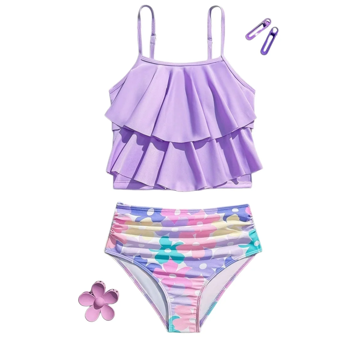 Maillot de bain tendance volants fille élégante
