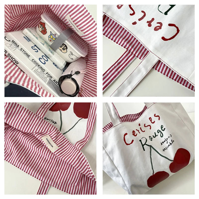 Sac à main grand cabas imprimé cerises tendance