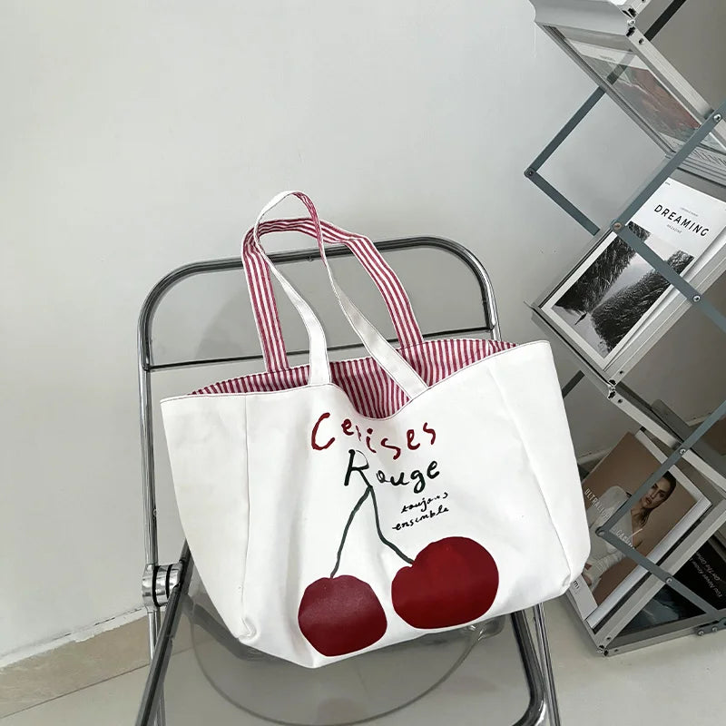 Tote bag en toile avec motif cerise moderne