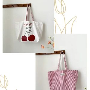 Tote bag spacieux avec design cherry pour le shopping