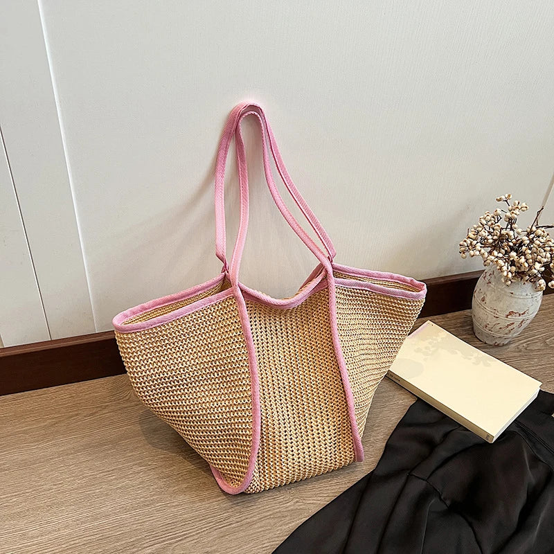 Sac de plage en paille tressée Hélios
