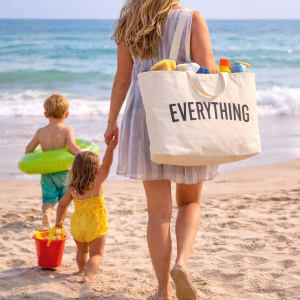 Sac de plage familial Lucca en toile avec anses robustes