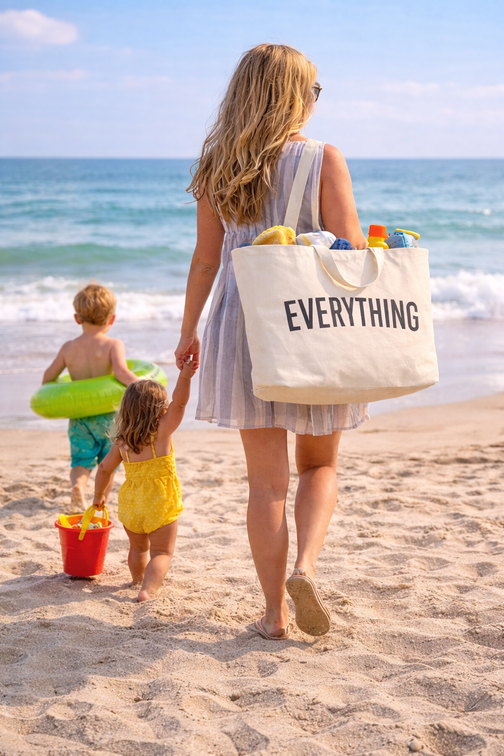 Sac de plage familial Lucca en toile avec anses robustes